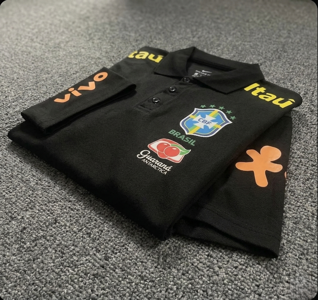 Camiseta Seleção Brasileira - Polo Preta